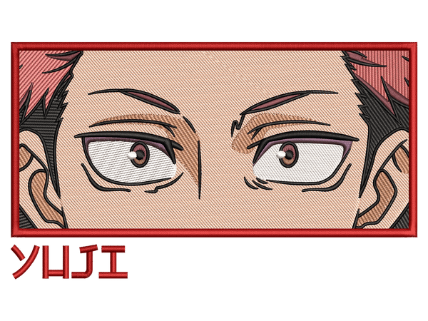 Anime-Inspired Yuji Itadori Embroidery Design File main image - This anime embroidery designs files featuring Yuji Itadori from Jujutsu Kaisen. Digital download in DST & PES formats. High-quality machine embroidery patterns by EmbroPlex.