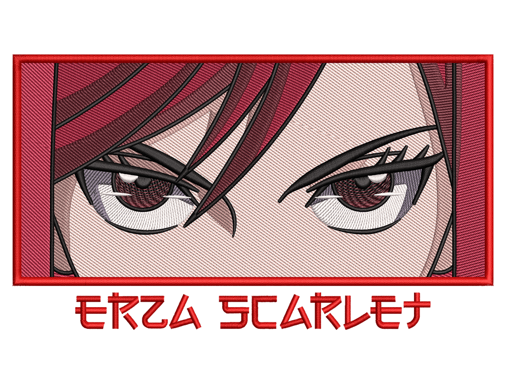 Anime-Inspired Erza Scarlet Embroidery Design File main image - This anime embroidery designs files featuring Erza Scarlet from Fairy Tail. Digital download in DST & PES formats. High-quality machine embroidery patterns by EmbroPlex.