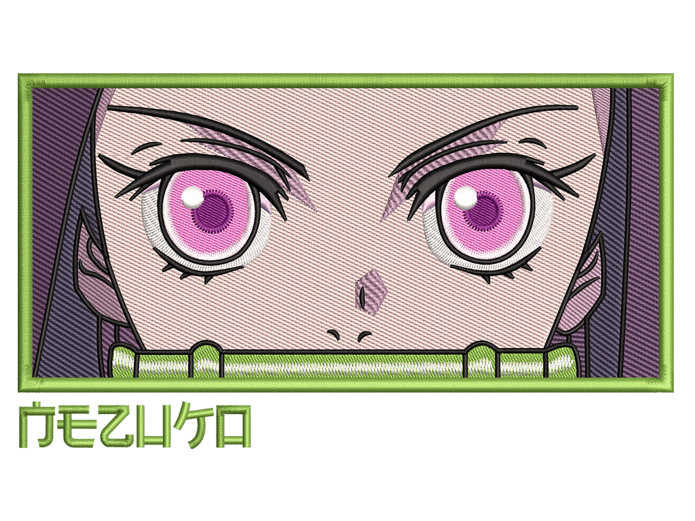 Anime-Inspired Nezuko Kamado Embroidery Design File main image - This anime embroidery designs files featuring Nezuko Kamado from Demon Slayer. Digital download in DST & PES formats. High-quality machine embroidery patterns by EmbroPlex.