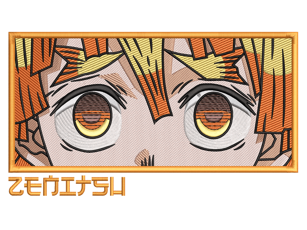 Anime-Inspired Zenitsu Agatsuma Embroidery Design File main image - This anime embroidery designs files featuring Zenitsu Agatsuma from Demon Slayer. Digital download in DST & PES formats. High-quality machine embroidery patterns by EmbroPlex.