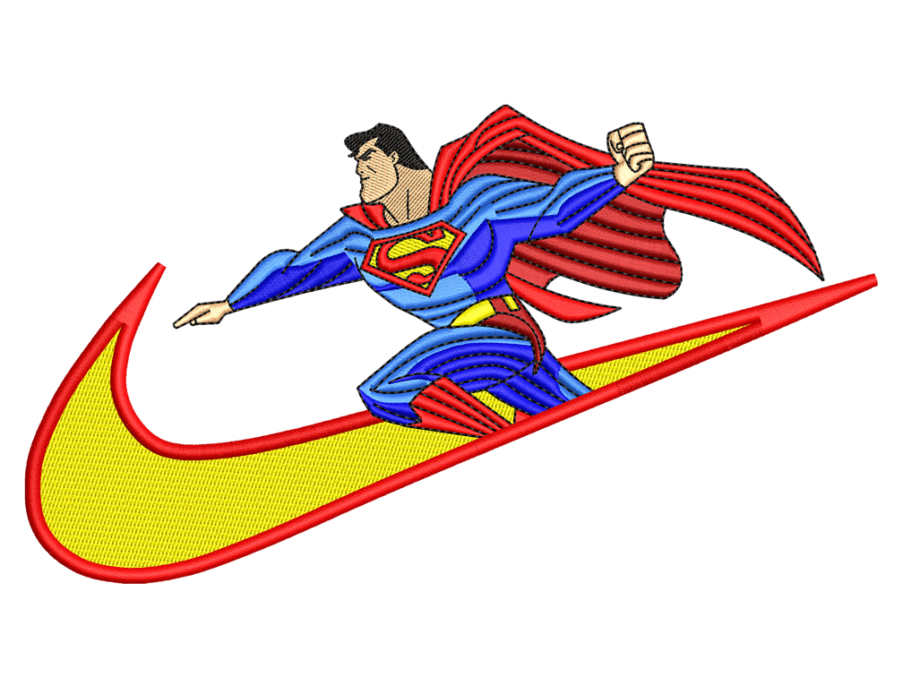 SuperMan Embroidery Design File main image - This Swoosh embroidery designs file features SuperMan from Swoosh. Digital download in DST & PES formats. High-quality machine embroidery patterns by EmbroPlex.