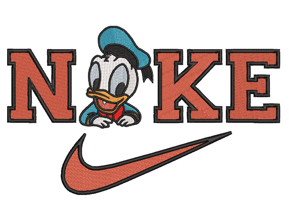 Swoosh-Inspired  Donald duck  Embroidery Design File main image - This Swoosh embroidery designs file featuring Donald duck from Swoosh. Digital download in DST & PES formats. High-quality machine embroidery patterns by EmbroPlex.