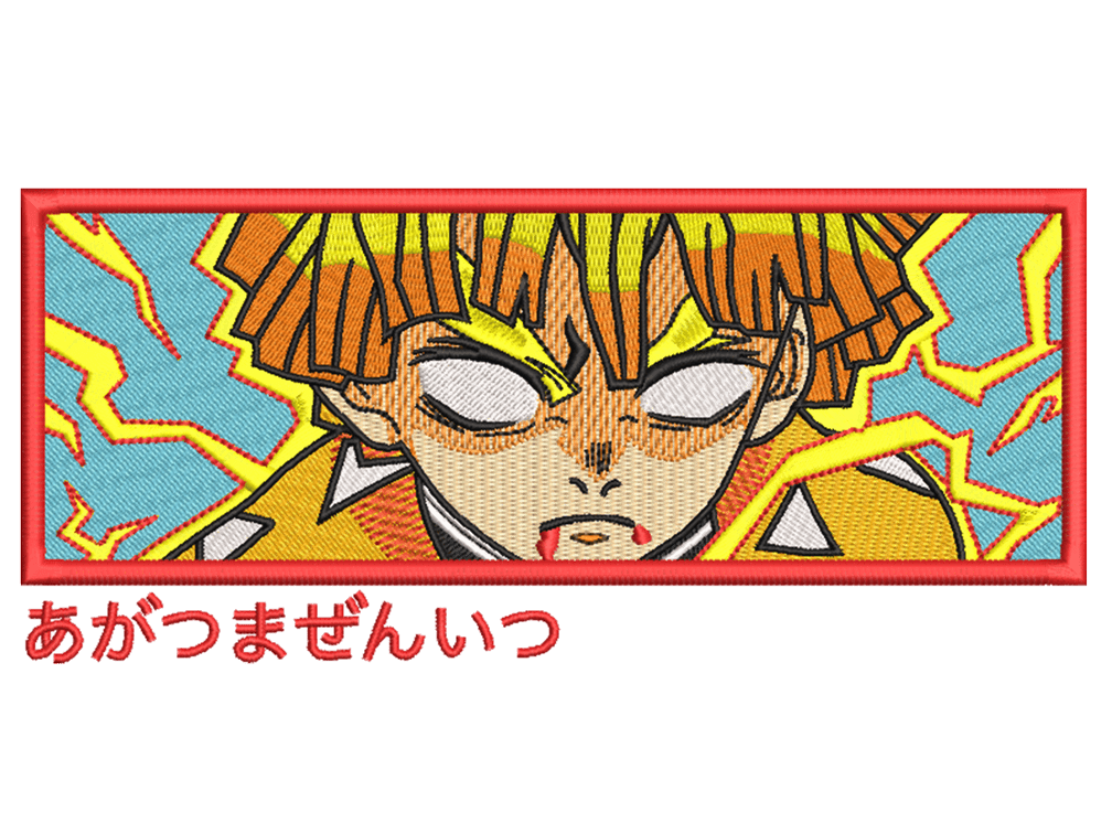 Anime-Inspired Zenitsu Embroidery Design File main image - This anime embroidery designs files featuring Zenitsu from Demon Slayer. Digital download in DST & PES formats. High-quality machine embroidery patterns by EmbroPlex.