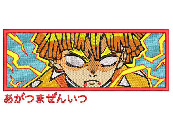 Anime-Inspired Zenitsu Embroidery Design File main image - This anime embroidery designs files featuring Zenitsu from Demon Slayer. Digital download in DST & PES formats. High-quality machine embroidery patterns by EmbroPlex.