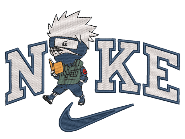Swoosh-Inspired   Kakashi Embroidery Design File main image - This Swoosh embroidery designs file featuring  Kakashi from Swoosh. Digital download in DST & PES formats. High-quality machine embroidery patterns by EmbroPlex.