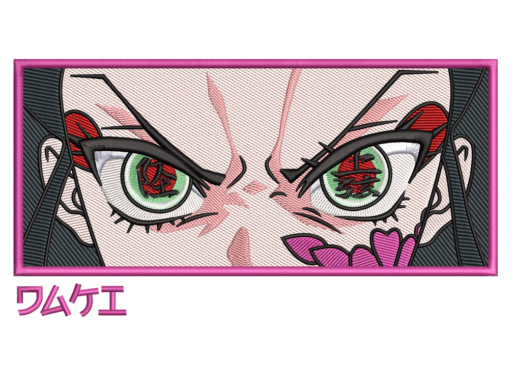 Anime-Inspired Daki Embroidery Design File main image - This anime embroidery designs files featuring Daki from Demon Slayer. Digital download in DST & PES formats. High-quality machine embroidery patterns by EmbroPlex.
