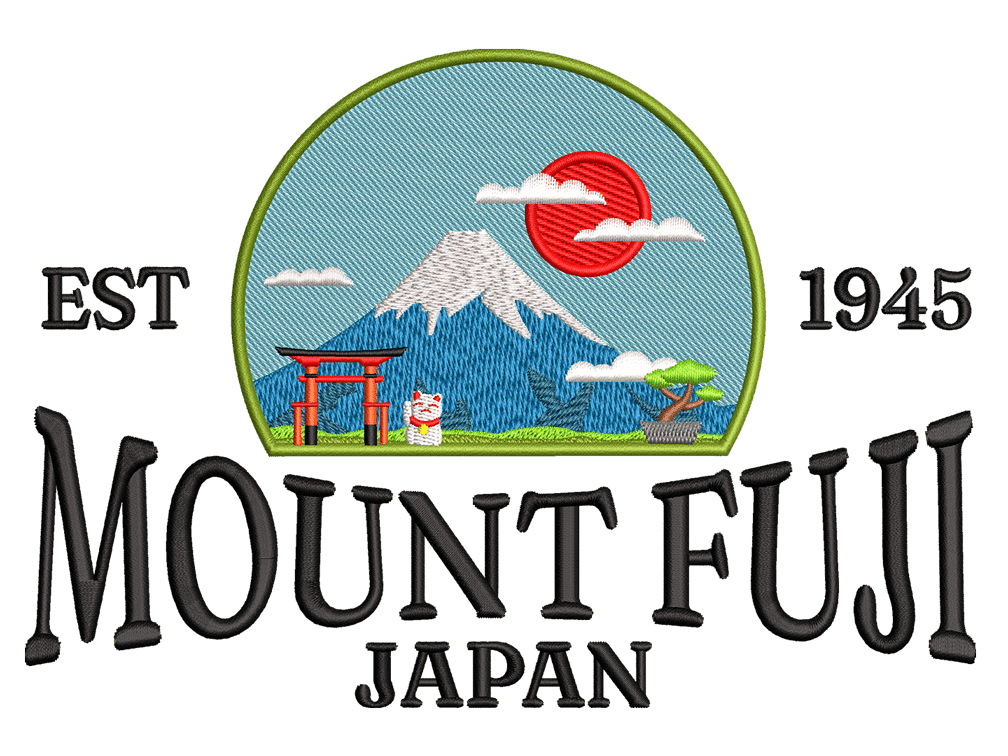Cities and Countries-Inspired  Mount Fuji Embroidery Design File main image - This anime embroidery designs files featuring  Mount Fuji from Cities and Countries. Digital download in DST & PES formats. High-quality machine embroidery patterns by EmbroPlex.