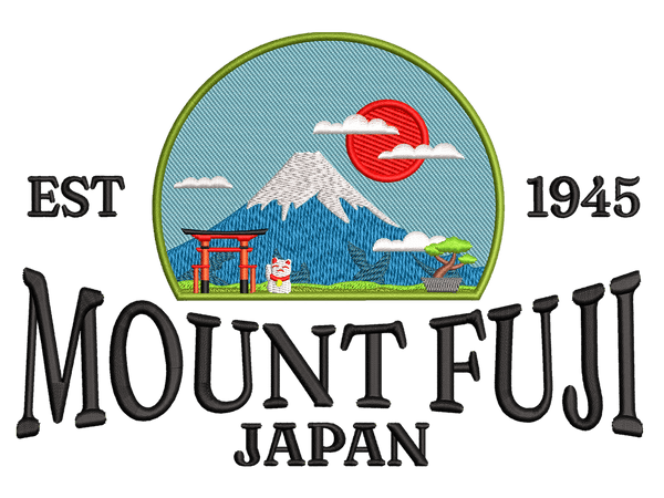 Cities and Countries-Inspired  Mount Fuji Embroidery Design File main image - This anime embroidery designs files featuring  Mount Fuji from Cities and Countries. Digital download in DST & PES formats. High-quality machine embroidery patterns by EmbroPlex.