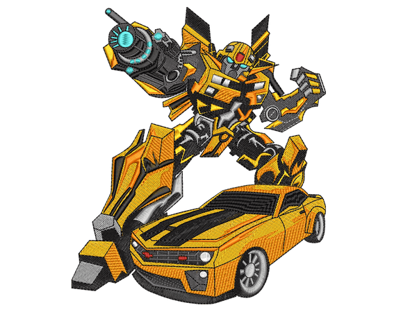  Car-Inspired  BumbleBee & Camaro Embroidery Design File main image - This anime embroidery designs files featuring  BumbleBee & Camaro from Car. Digital download in DST & PES formats. High-quality machine embroidery patterns by EmbroPlex.