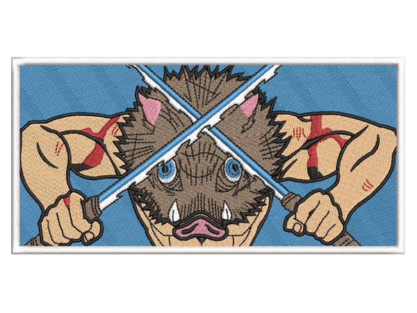 Anime-Inspired Inosuke Hashibira Embroidery Design File main image - This anime embroidery designs files featuring Inosuke Hashibira from Demon Slayer. Digital download in DST & PES formats. High-quality machine embroidery patterns by EmbroPlex.