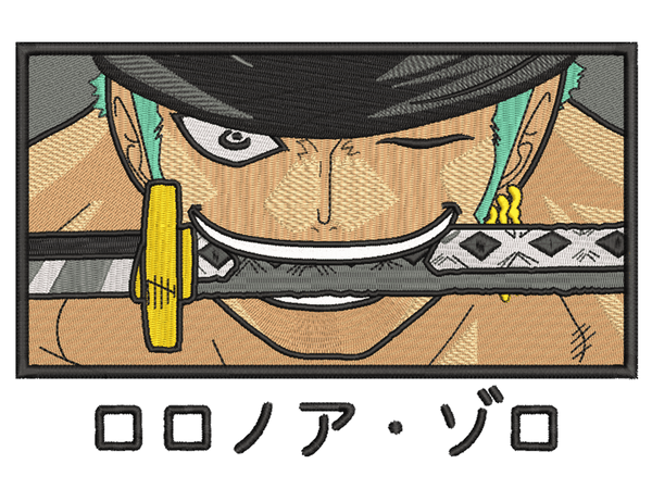 Anime-Inspired Roronoa Zoro Embroidery Design File main image - This anime embroidery designs files featuring Roronoa Zoro from One Piece Digital download in DST & PES formats. High-quality machine embroidery patterns by EmbroPlex.