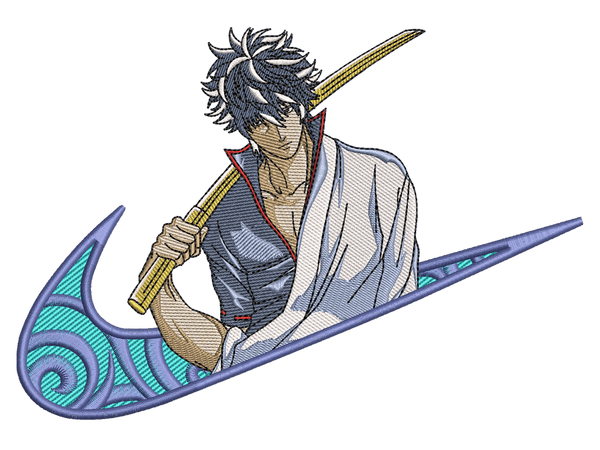 Swoosh-Inspired  Gintoki Embroidery Design File main image - This Swoosh embroidery designs file featuring  Gintoki from Swoosh. Digital download in DST & PES formats. High-quality machine embroidery patterns by EmbroPlex.