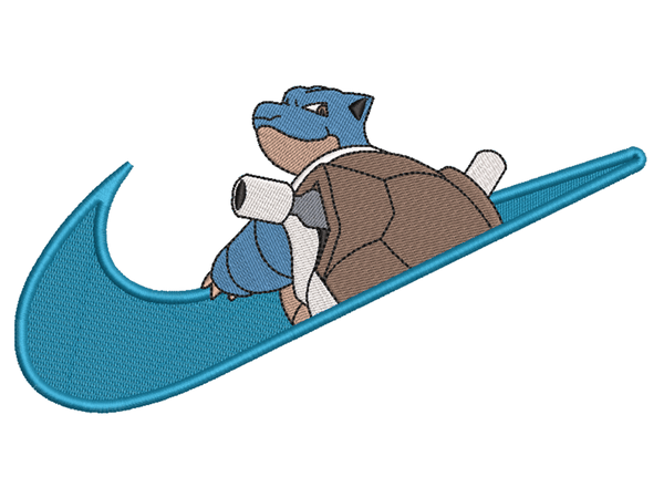  Swoosh-Inspired  Squirtle Embroidery Design File main image - This Swoosh embroidery designs file featuring  Squirtle from Swoosh. Digital download in DST & PES formats. High-quality machine embroidery patterns by EmbroPlex.