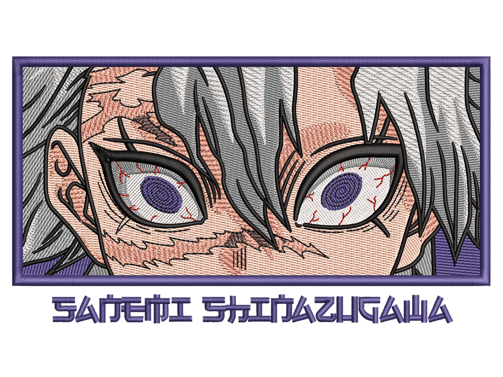 Anime-Inspired Sanemi Shinazugawa Embroidery Design File main image - This anime embroidery designs files featuring Sanemi Shinazugawa from Demon Slayer. Digital download in DST & PES formats. High-quality machine embroidery patterns by EmbroPlex.