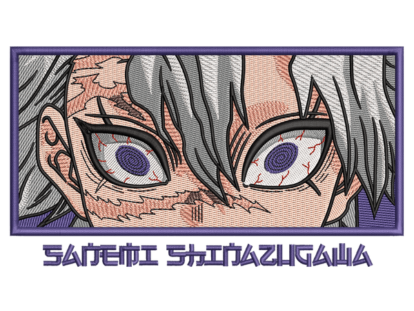 Anime-Inspired Sanemi Shinazugawa Embroidery Design File main image - This anime embroidery designs files featuring Sanemi Shinazugawa from Demon Slayer. Digital download in DST & PES formats. High-quality machine embroidery patterns by EmbroPlex.