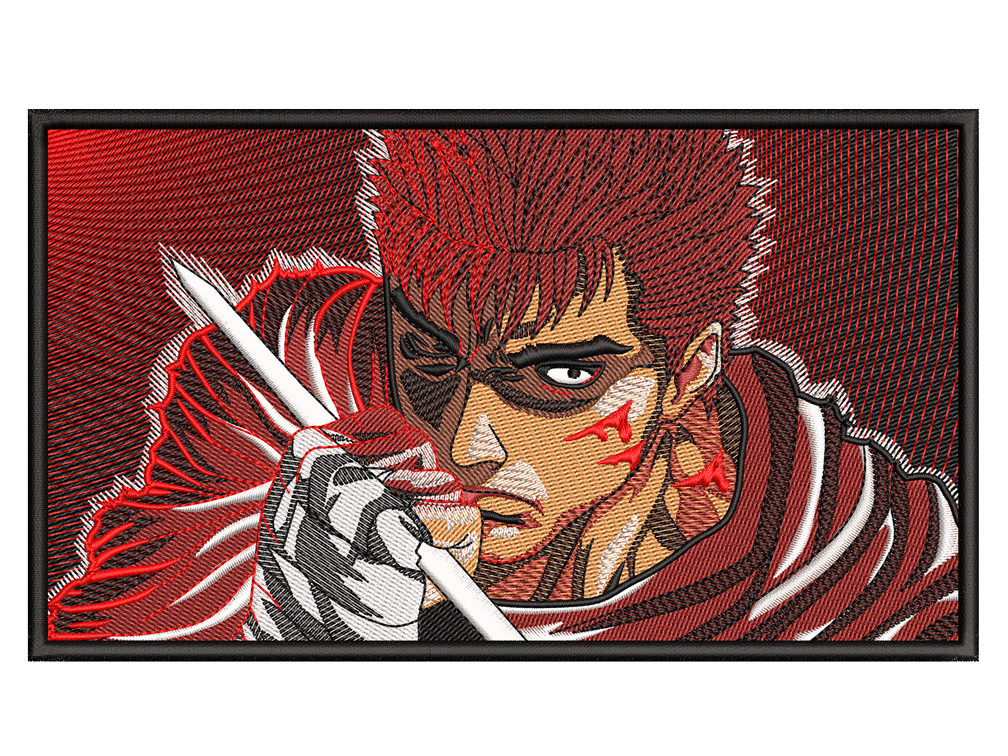 Anime-Inspired Berserk Embroidery Design File main image - This anime embroidery designs files featuring Berserk from Berserk. Digital download in DST & PES formats. High-quality machine embroidery patterns by EmbroPlex.