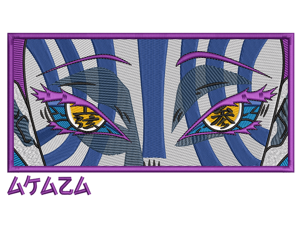 Anime-Inspired  Akaza Embroidery Design File main image - This anime embroidery designs files featuring Akaza from Demon Slayer. Digital download in DST & PES formats. High-quality machine embroidery patterns by EmbroPlex.