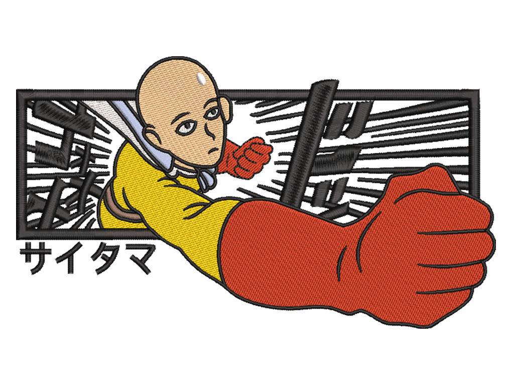 Anime-Inspired One Punch Man Embroidery Design File main image - This anime embroidery designs files featuring One Punch Man from One Punch Man . Digital download in DST & PES formats. High-quality machine embroidery patterns by EmbroPlex.