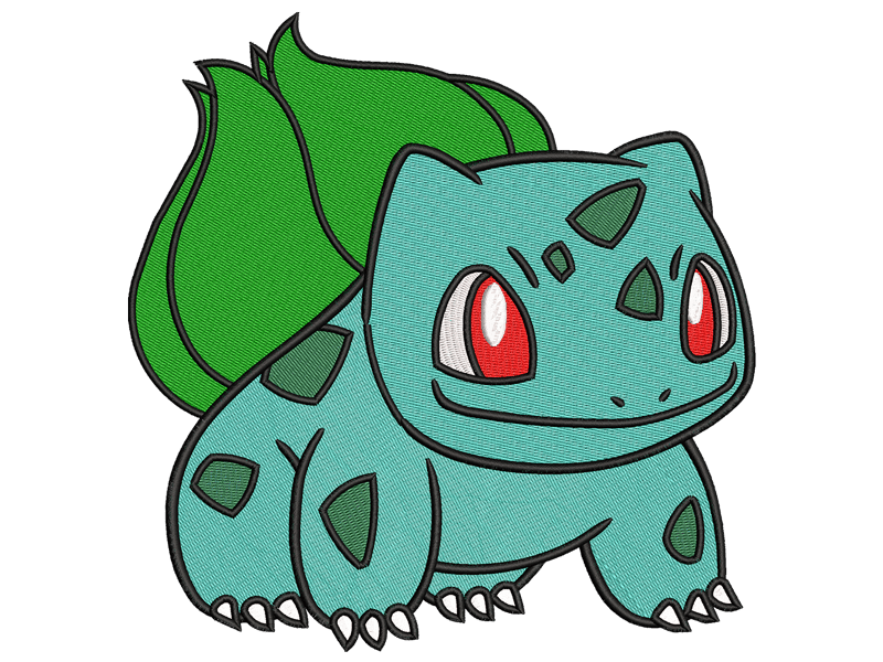 Bulbasaur cartoon Embroidery design file, Suitable with any Embroidery Machine - Available in All Hoop Sizes