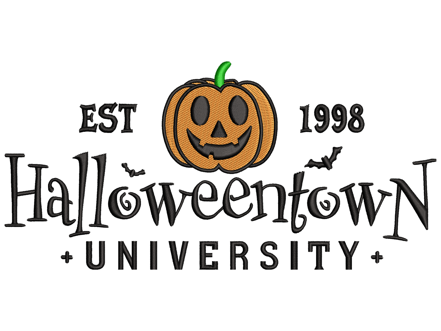 Halloween Town University Embroidery Design File main image - This embroidery designs files featuring Halloween Town University from Halloween. Digital download in DST & PES formats. High-quality machine embroidery patterns by EmbroPlex.