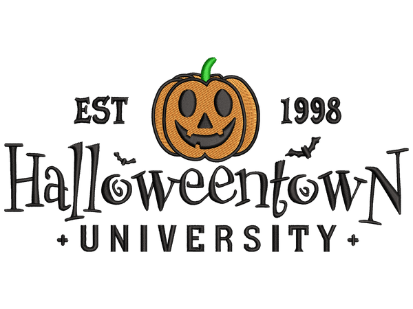 Halloween Town University Embroidery Design File main image - This embroidery designs files featuring Halloween Town University from Halloween. Digital download in DST & PES formats. High-quality machine embroidery patterns by EmbroPlex.