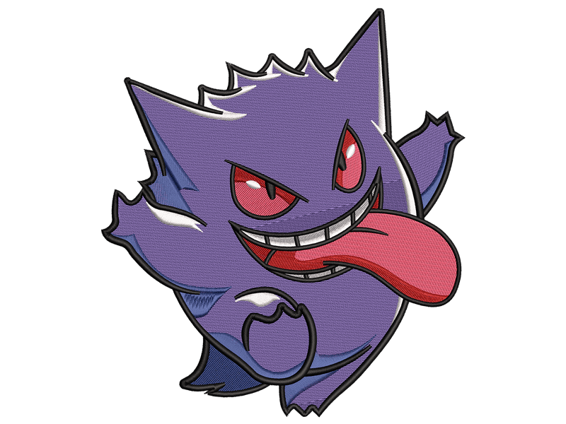 Gengar Machine embroidery design file, Kids embroidery for gifts, 5 Sizes, Instant Download