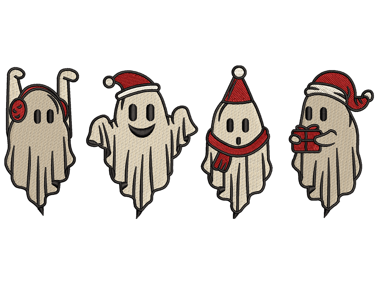 Christmas Ghost Embroidery Design File - Available In All Hoop Sizes.