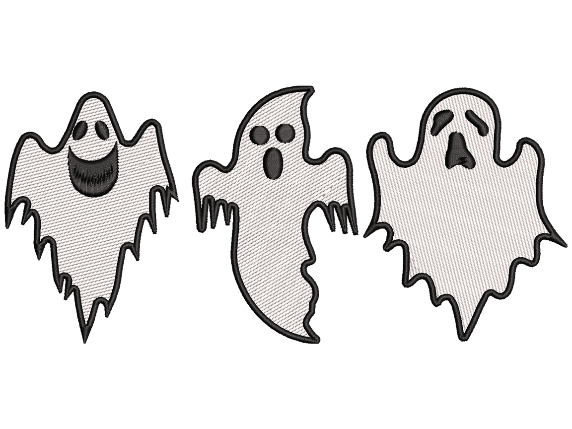 Halloween Ghosts Embroidery Design File main image - This Halloween embroidery designs files featuring Halloween Ghosts from Halloween. Digital download in DST & PES formats. High-quality machine embroidery patterns by EmbroPlex.