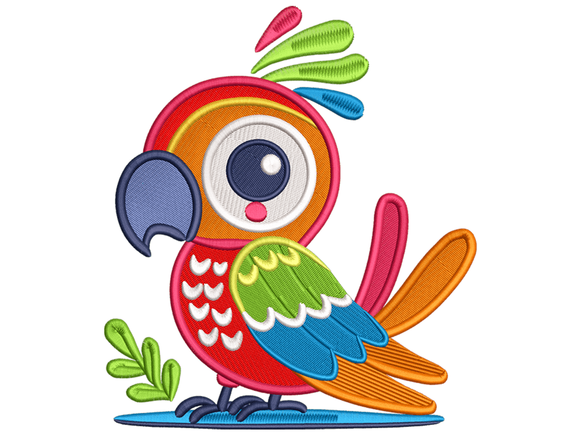 Kawaii Parrot Embroidery Design File Compatible with All Embroidery Machines