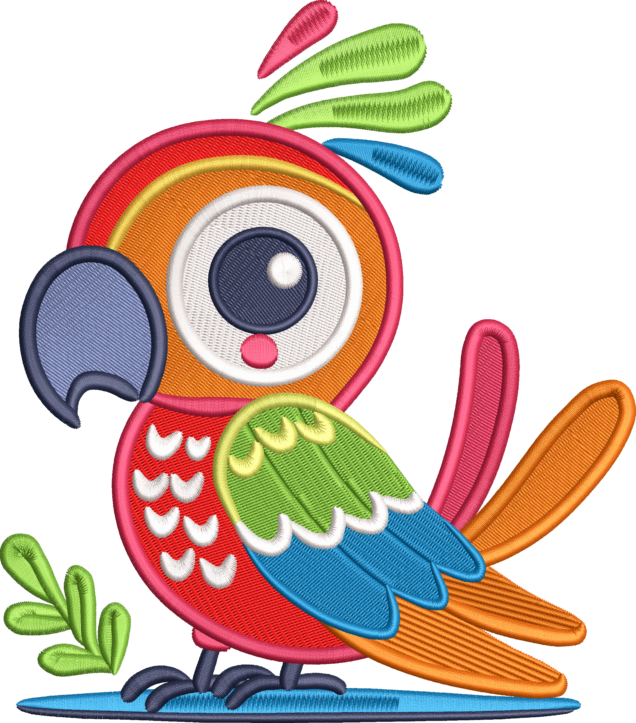 Kawaii Parrot Embroidery Design File Compatible with All Embroidery Machines