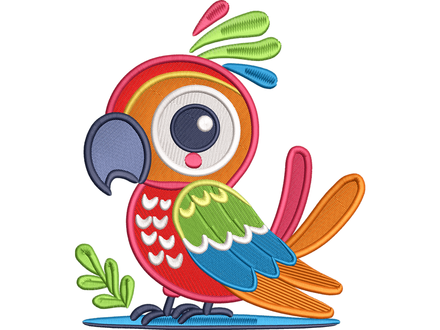 Kawaii Parrot Embroidery Design - Instant Downloadable for All Embroidery Machines