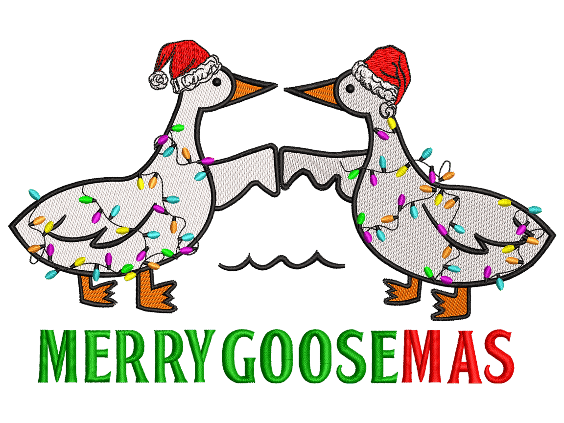 Christmas Silly Goose Embroidery Design, Merry Goosemas Digital File, Available in All Hoop Sizes.