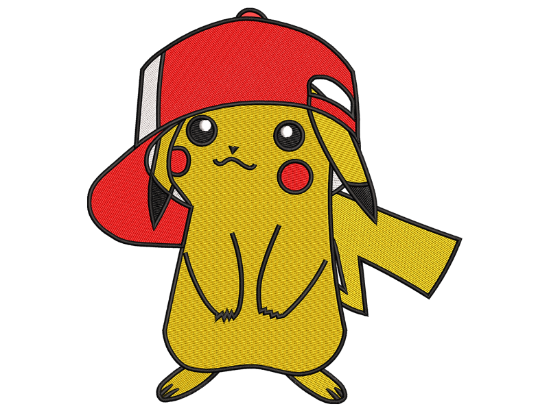 Pikachu Cartoon Embroidery Design File, Compatible with All Embroidery Machines, Available in all hoop sizes