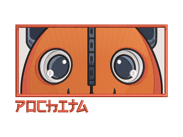 Anime-Inspired  Pochita Embroidery Design File main image - This anime embroidery designs files featuring  Pochita from Chainsaw Man. Digital download in DST & PES formats. High-quality machine embroidery patterns by EmbroPlex.