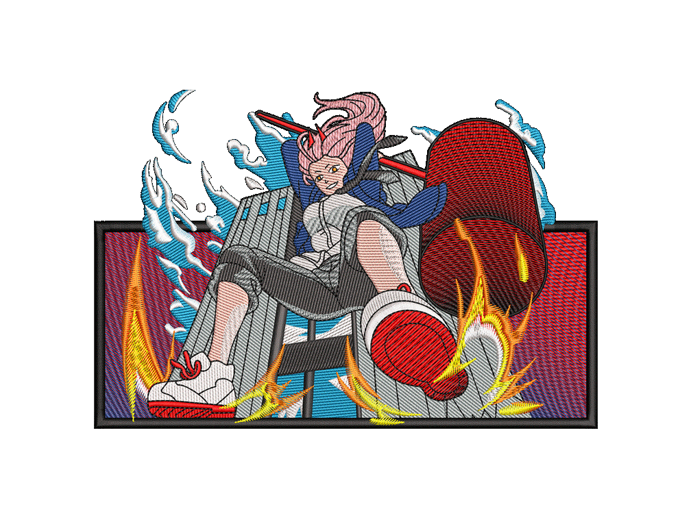 Anime-Inspired Power Embroidery Design File main image - This anime embroidery designs files featuring Power from Chainsaw Man. Digital download in DST & PES formats. High-quality machine embroidery patterns by EmbroPlex.