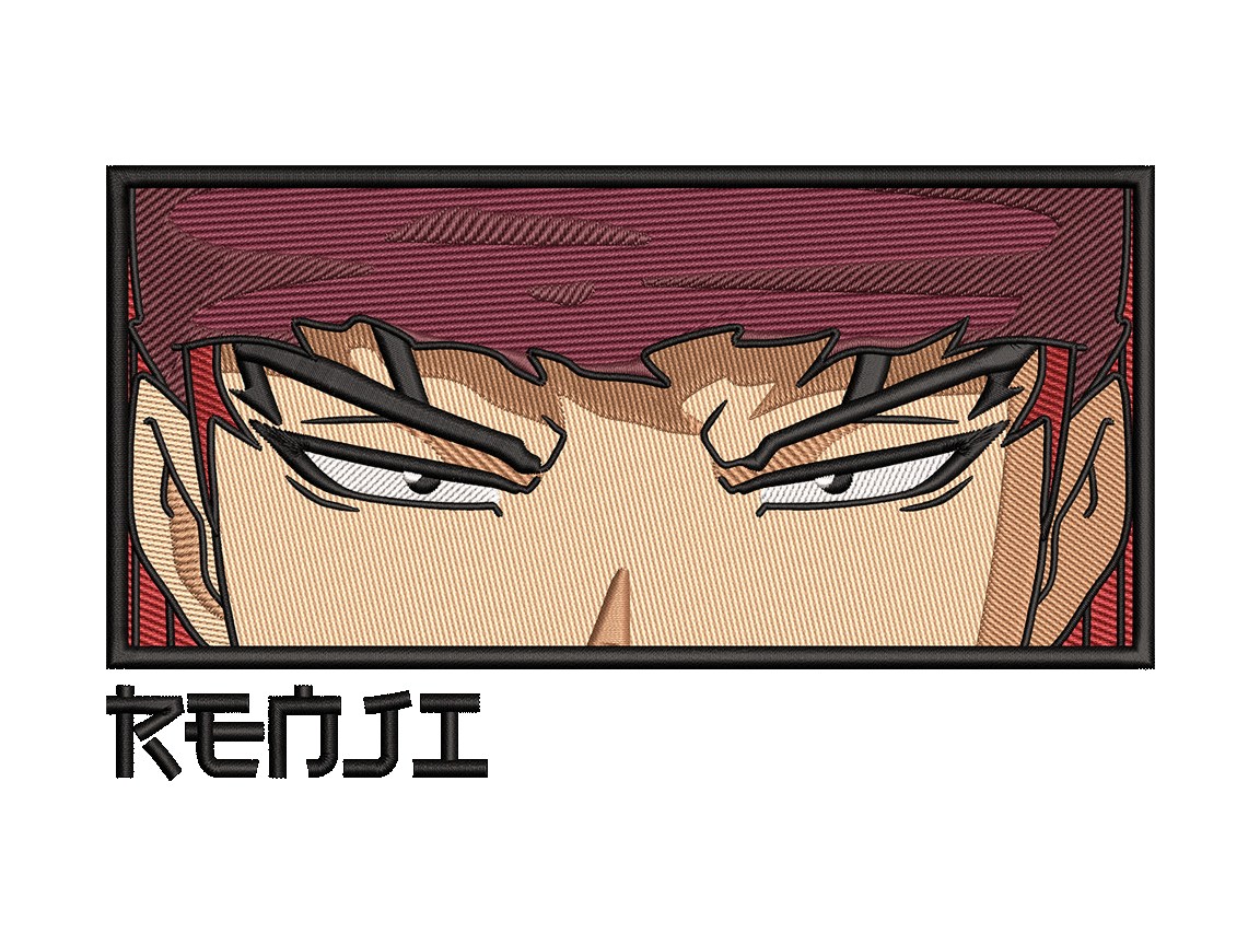Anime-Inspired Renji Abara Embroidery Design File main image - This anime embroidery designs files featuring Renji Abara from Bleach Digital download in DST & PES formats. High-quality machine embroidery patterns by EmbroPlex.