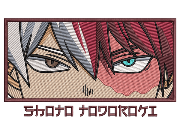 Anime-Inspired Shoto Todoroki Embroidery Design File main image - This anime embroidery designs files featuring Shoto Todoroki from My Hero Academia . Digital download in DST & PES formats. High-quality machine embroidery patterns by EmbroPlex.