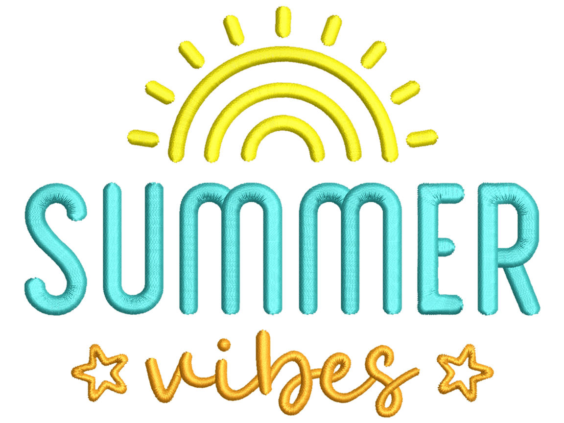 Summer Embroidery Design File main image - This funny embroidery design file features Summer from Summer Design. Digital download in DST & PES formats. High-quality machine embroidery patterns by EmbroPlex.