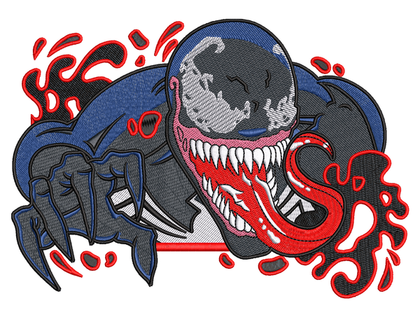  Super Hero-Inspired Venom Embroidery Design File main image - This anime embroidery designs files featuring Venom from Super Hero. Digital download in DST & PES formats. High-quality machine embroidery patterns by EmbroPlex.