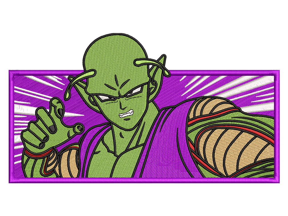 Anime-Inspired Piccolo Embroidery Design File main image - This anime embroidery designs files featuring Piccolo from Dragon Ball Digital download in DST & PES formats. High-quality machine embroidery patterns by EmbroPlex.