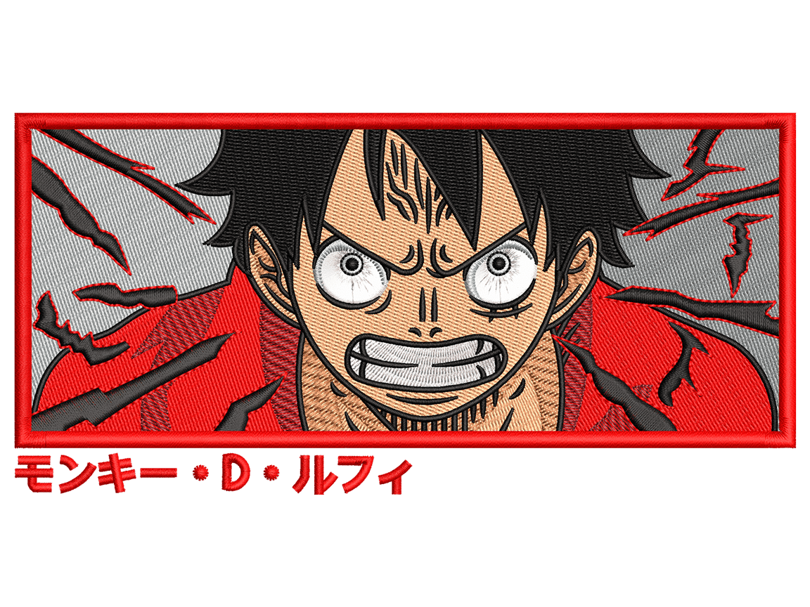 Anime-Inspired Luffy  Embroidery Design File main image - This anime embroidery designs files featuring Luffy  from One Piece. Digital download in DST & PES formats. High-quality machine embroidery patterns by EmbroPlex.
