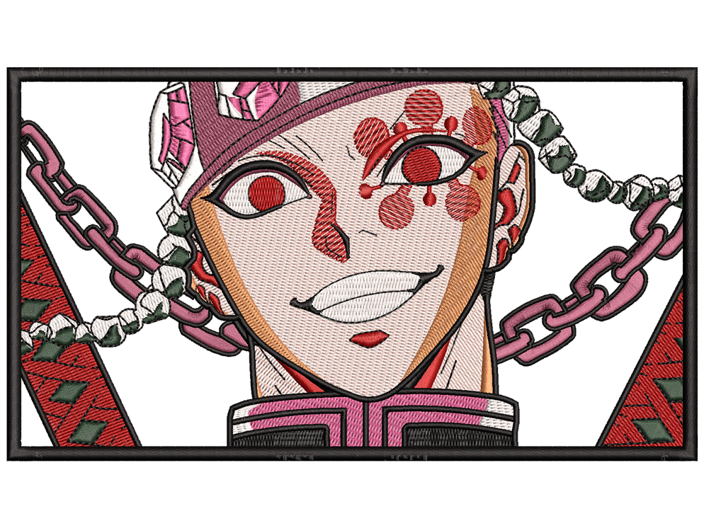 Anime-Inspired Tengen Uzui Embroidery Design File main image - This anime embroidery designs files featuring Tengen Uzui from Demon Slayer. Digital download in DST & PES formats. High-quality machine embroidery patterns by EmbroPlex.