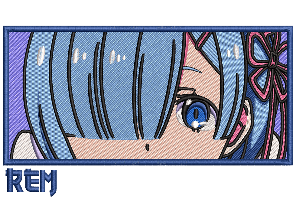 Rem Embroidery Design File main image - This Anime embroidery design file features Rem from Re Zero. Digital download in DST & PES formats. High-quality machine embroidery patterns by EmbroPlex.