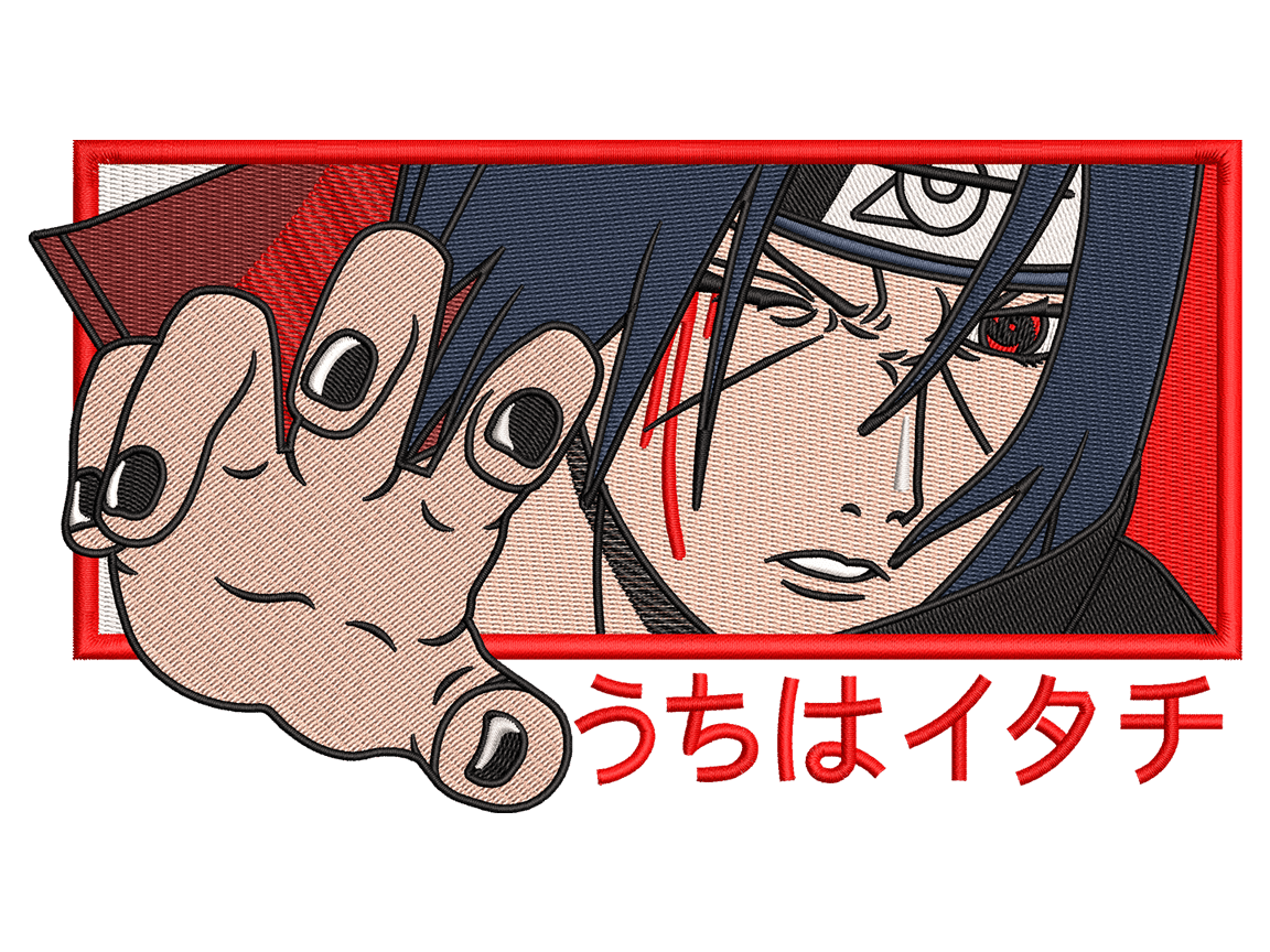 Anime-Inspired Anime Embroidery Design File main image - This anime embroidery designs files featuring Itachi Uchiha from Naruto. Digital download in DST & PES formats. High-quality machine embroidery patterns by EmbroPlex.