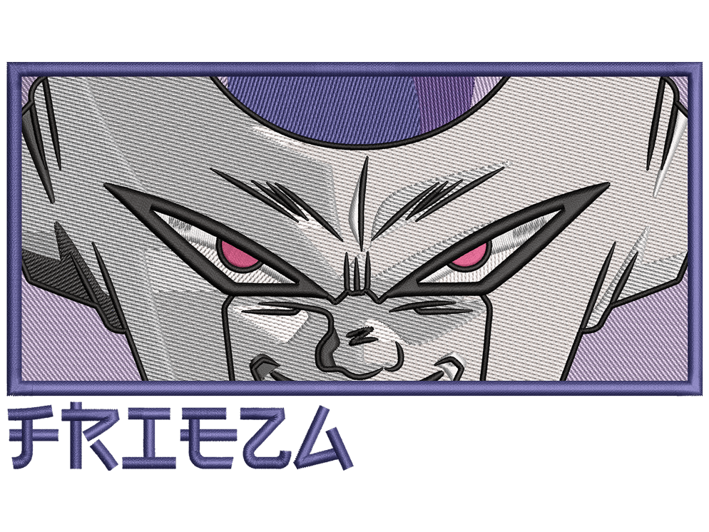 Anime-Inspired Frieza Embroidery Design File main image - This animeembroidery designs files featuring Frieza from Dragon Ball. Digital download in DST & PES formats. High-quality machine embroidery patterns by EmbroPlex.