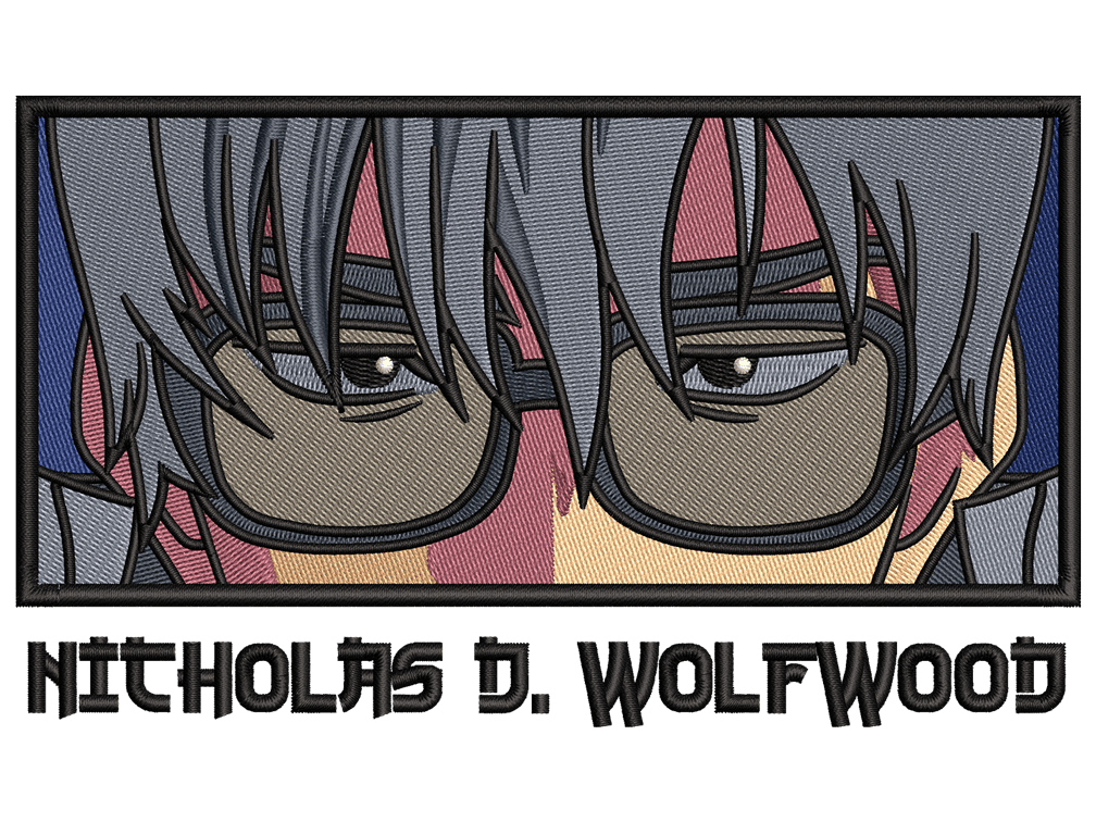 Nicholas D. Wolfwood Embroidery Design File main image - This Anime embroidery design file features Nicholas D. Wolfwood from Trigun Stampede. Digital download in DST & PES formats. High-quality machine embroidery patterns by EmbroPlex.