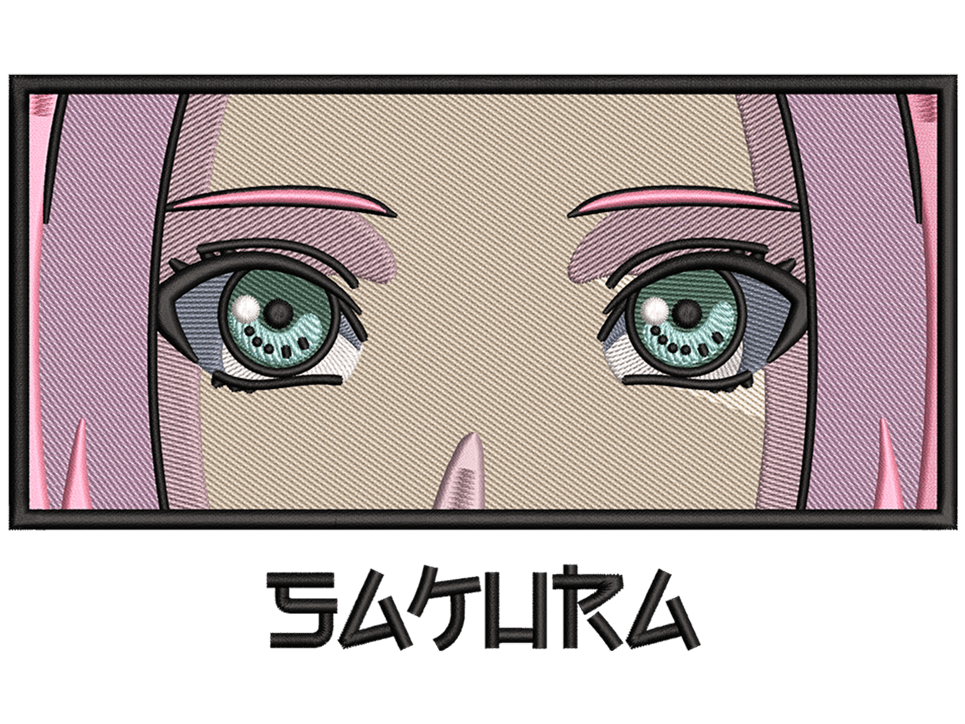 Anime-Inspired Sakura Haruno Embroidery Design File main image - This anime embroidery designs files featuring Sakura Haruno from Naruto. Digital download in DST & PES formats. High-quality machine embroidery patterns by EmbroPlex.