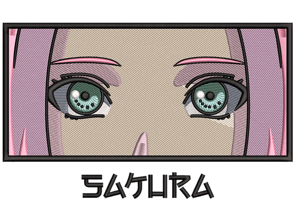 Anime-Inspired Sakura Haruno Embroidery Design File main image - This anime embroidery designs files featuring Sakura Haruno from Naruto. Digital download in DST & PES formats. High-quality machine embroidery patterns by EmbroPlex.