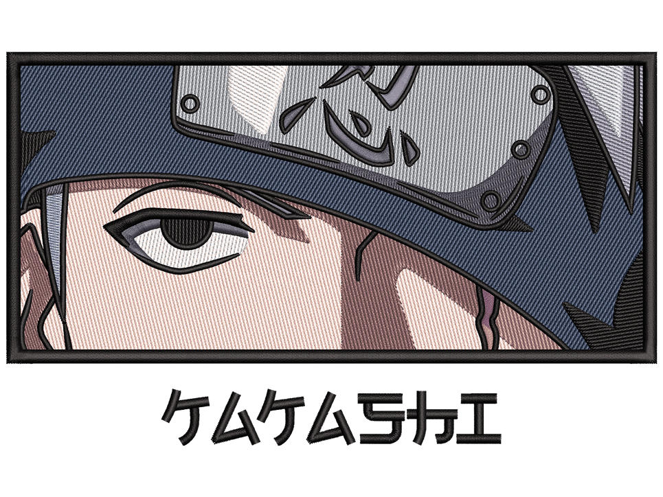 Anime-Inspired Kakashi Hatake Embroidery Design File main image - This anime embroidery designs files featuring Kakashi Hatake from Naruto. Digital download in DST & PES formats. High-quality machine embroidery patterns by EmbroPlex.