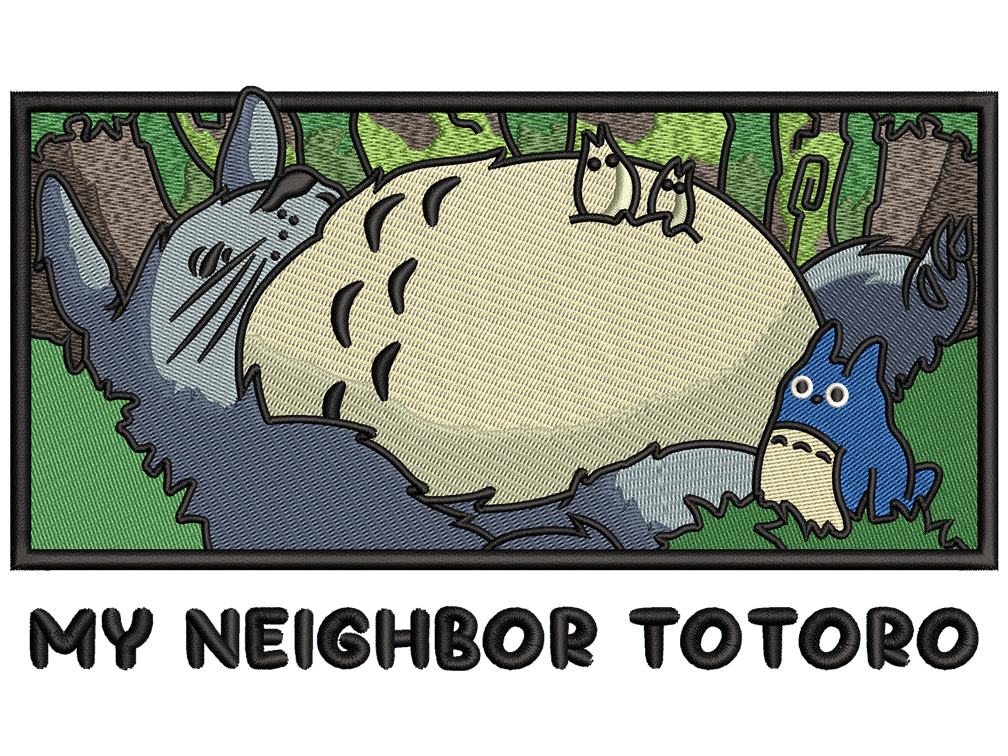 Anime-Inspired My Neighbor Totoro Embroidery Design File main image - This anime embroidery designs files featuring My Neighbor Totoro from Studio Ghibli. Digital download in DST & PES formats. High-quality machine embroidery patterns by EmbroPlex.